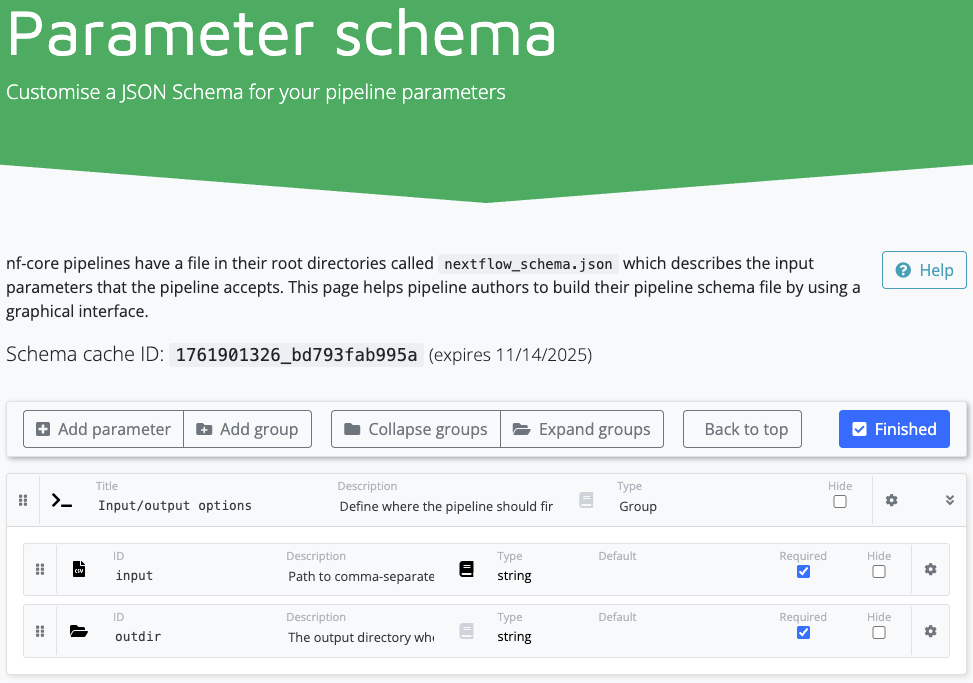 Interfaccia del costruttore dello schema